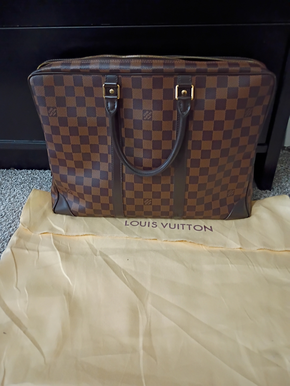 Louis Vuitton Damier Ebene Porte- Documents Voyage Briefcase With Dust Bag